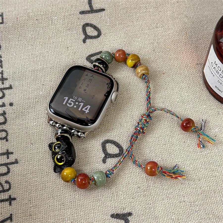 New personalized cartoon cute cat head ceramic compatible with iWatch strap 38mm 40mm 41mm 42mm 44mm 45mm 49mm for women, fashio
