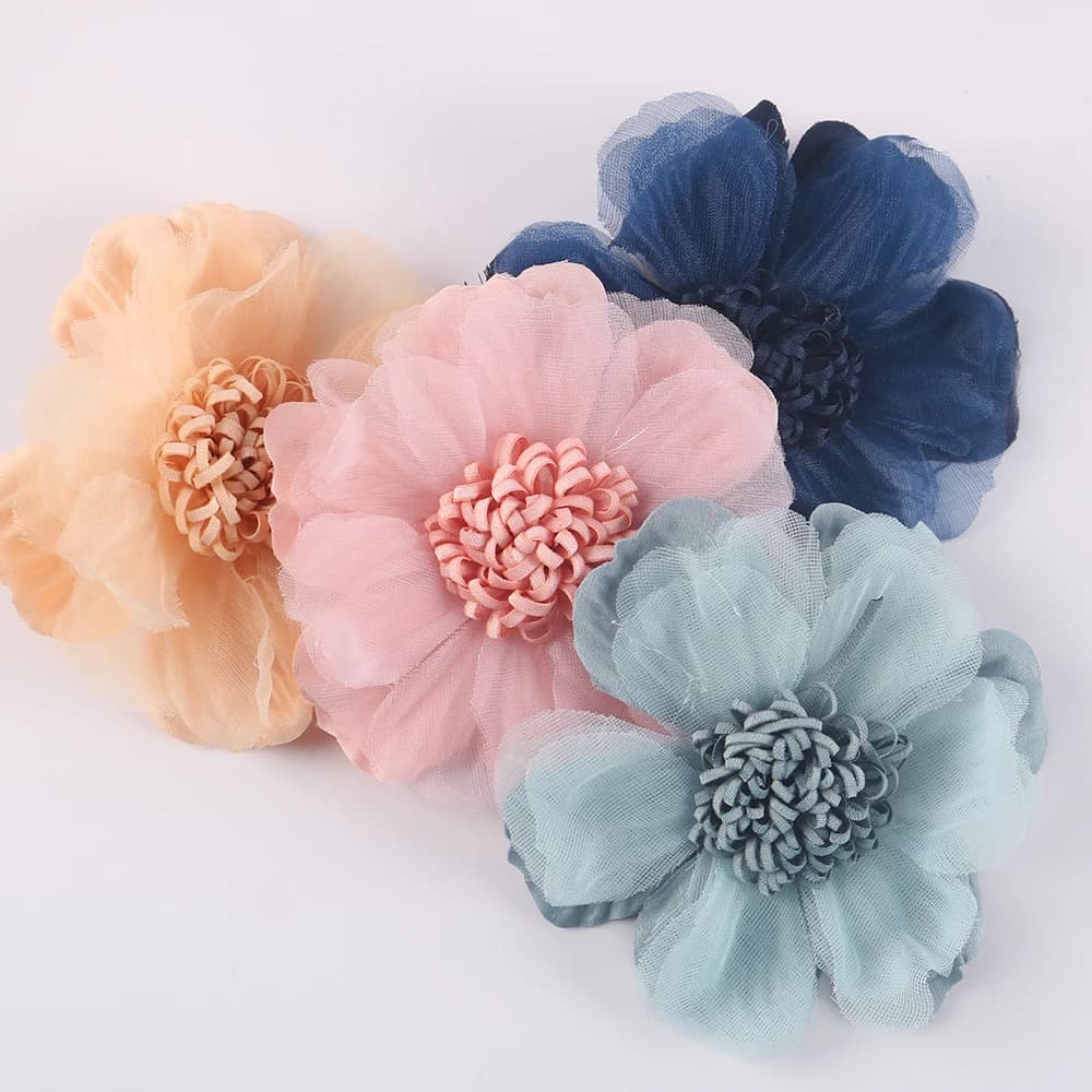 1PCS Large Handmade Chiffon Fabric Artificial Flower For Wedding Dress Clothing Hats Headdress Decoration DIY