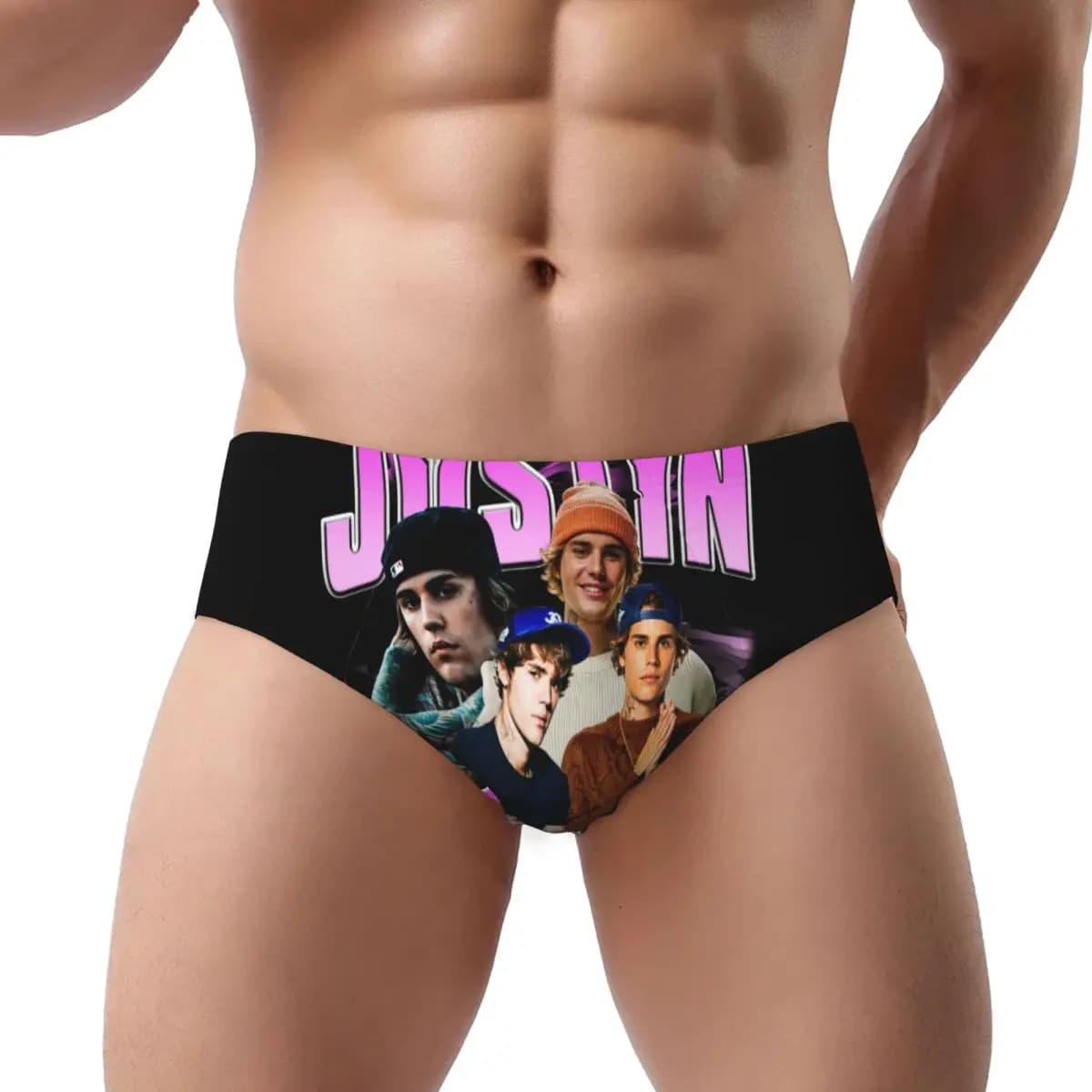 Uomini personalizzati Justin Bieber Cantante musicale Uomo Breve Mutandine Maschili Biancheria intima morbida Mutande
