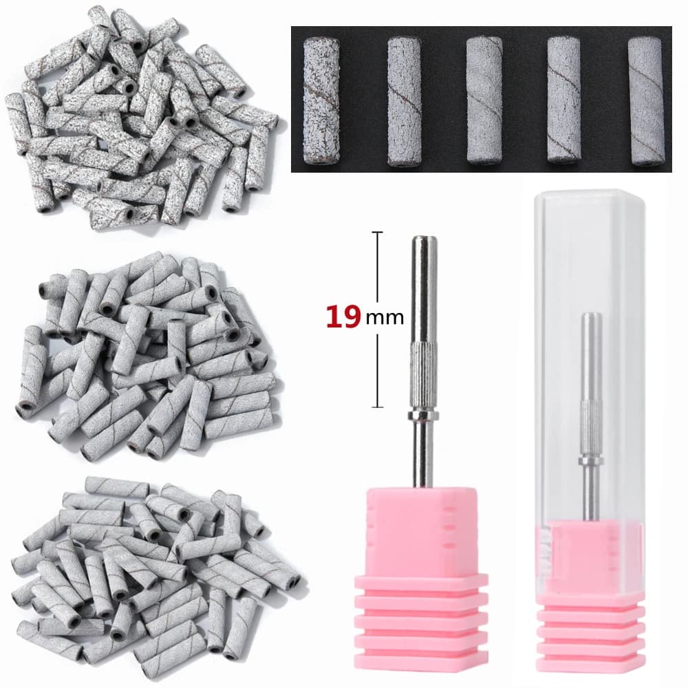 New 50PCS Super Long Zebra Sliding Nail Drill Bits Foot Care Polishing Manicure Gel Remover Replacement Tools Taglierina
