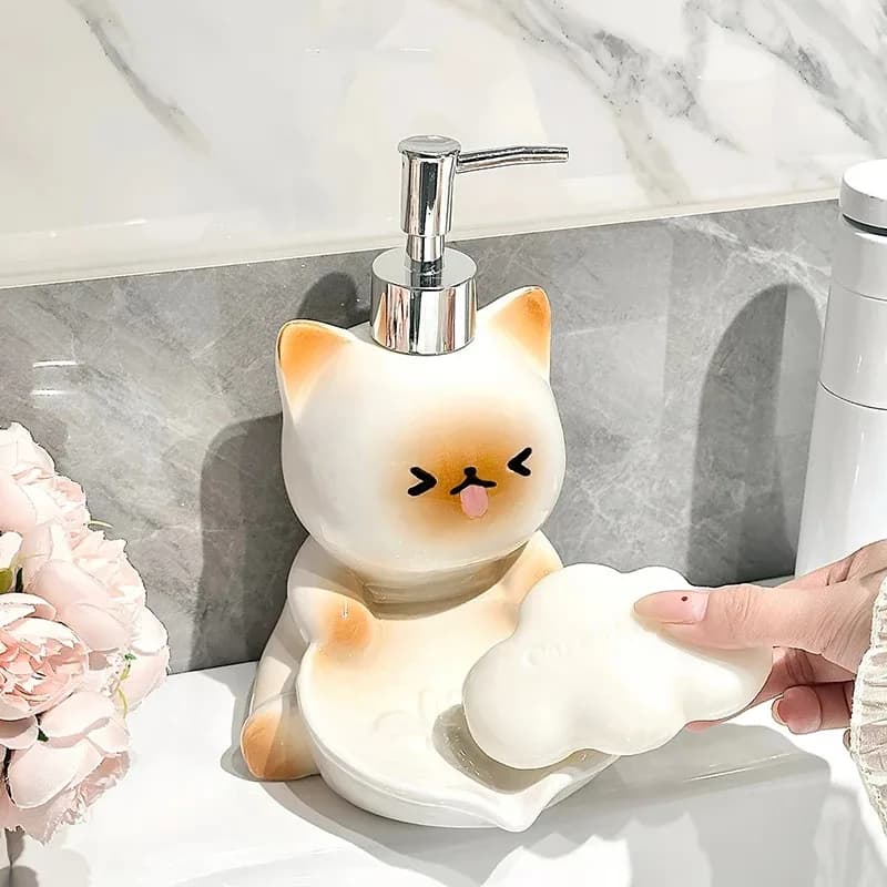 Lozione per gatti carina Shampoo per lavaggio a mano in bottiglia Luce in bottiglia Scatola di sapone per WC avanzata di lusso Dispenser di sapone Accessori per il bagno