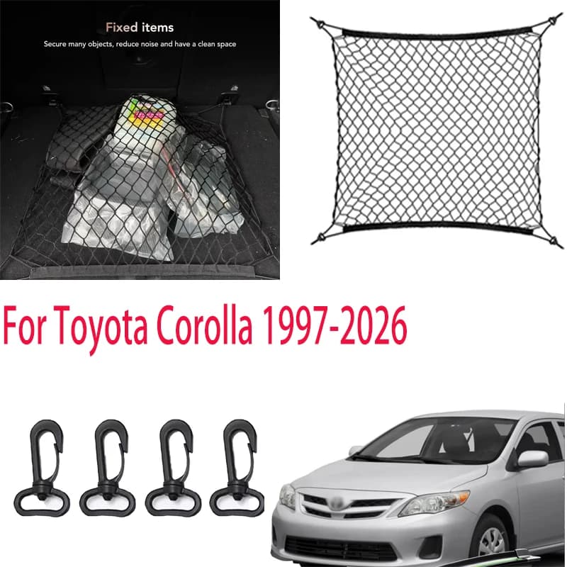 Per Toyota Corolla 1997-2026 Auto rete di stoccaggio maglia estensibile Nylon Auto Posteriore Cargo Net Tronco di Stoccaggio Organizzatore Netto