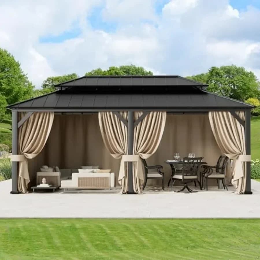 Gazebo Curtain Replacement Unil 6-Panel Sidewalls Outdoor Gazebo Privacy Curtains with Zipper Replacement for Outdoor Patio Ga