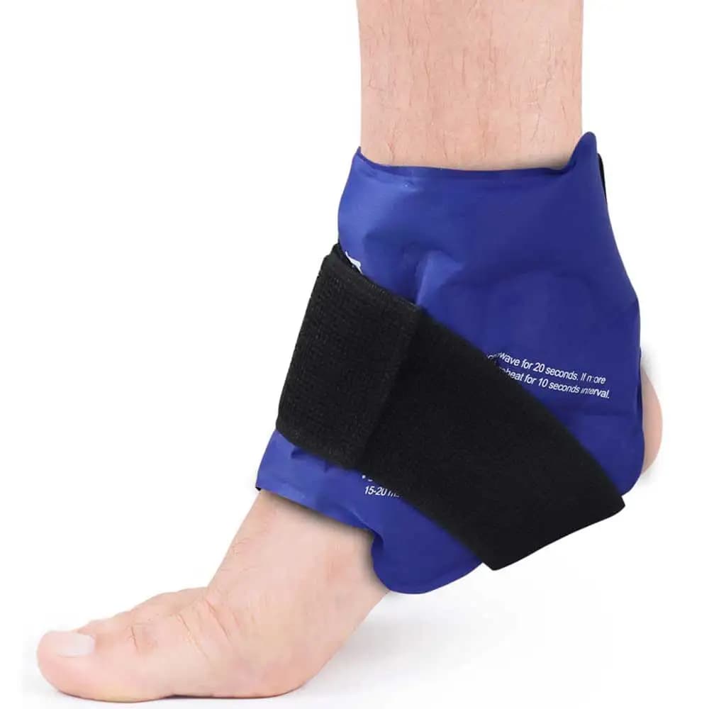 NEWGO Tutore per caviglia Avvolgimento per impacchi di ghiaccio per lesioni Terapia del freddo caldo Gel riutilizzabile Confezione fredda Supporto per caviglia per distorsioni antidolorifiche