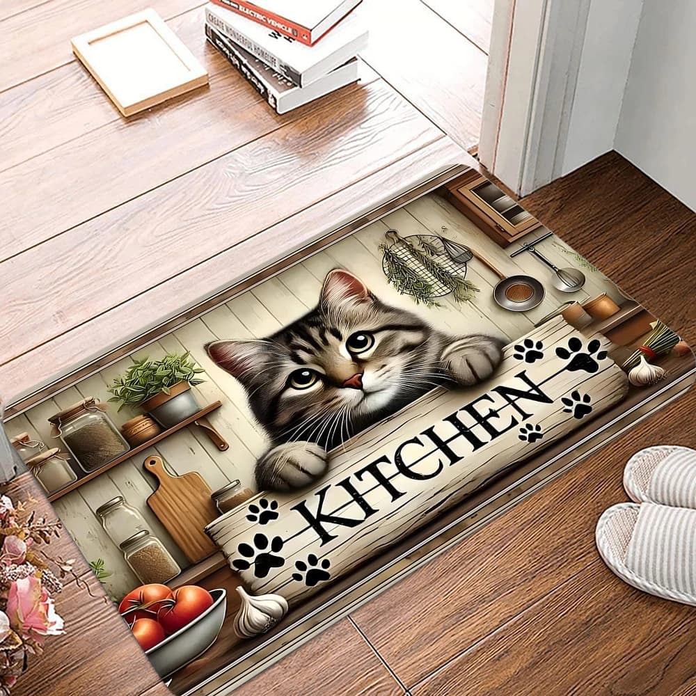 Cute Cat Cute Kitty Kitchen Mud carpet for entrance kitchen anti slip accessory for decoration of Halloween gift house