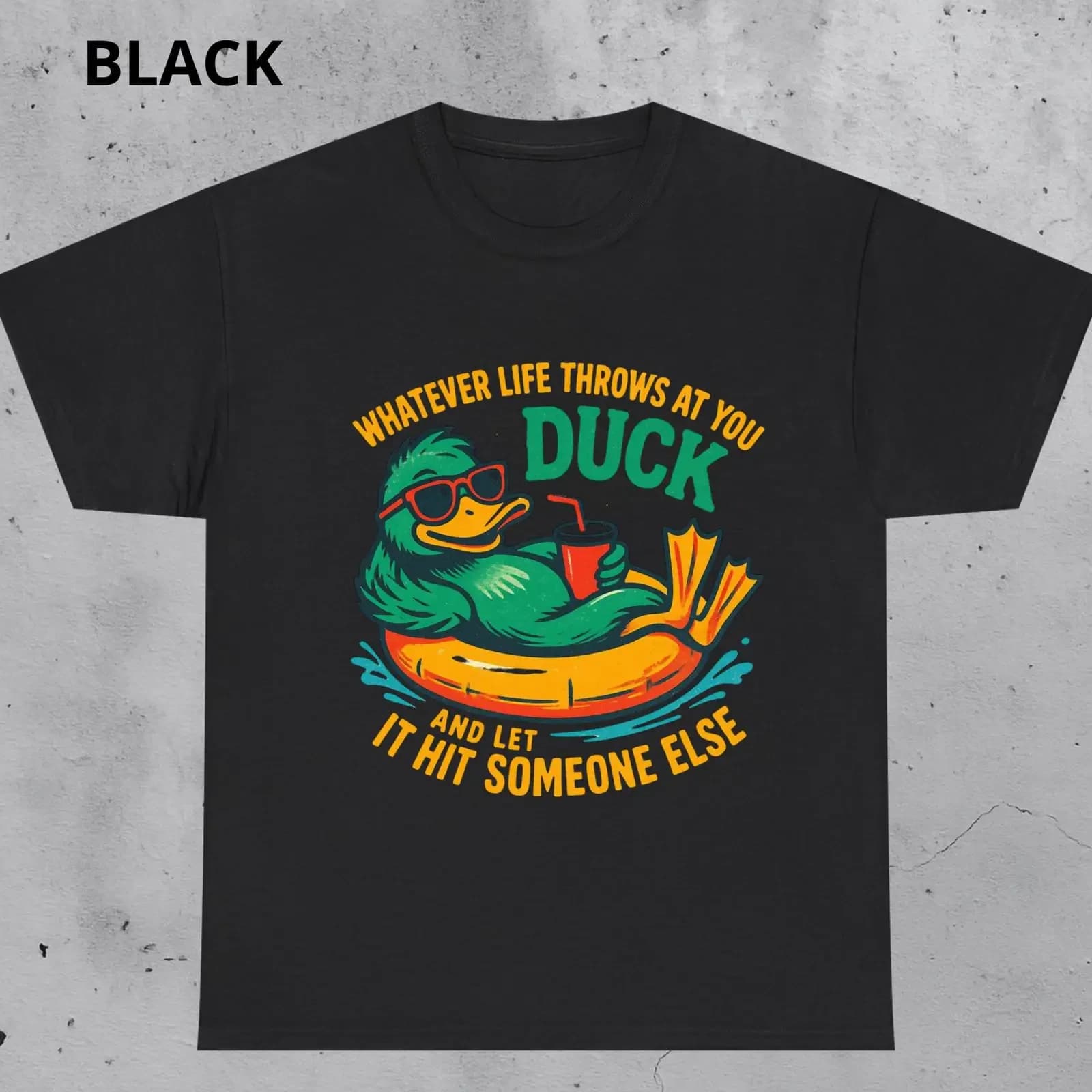 Funny Duck Life Quote T Shirt Sunglasses Humorous Saying vintage Washed streetwear graphic Stylish homme Comfortable Casual