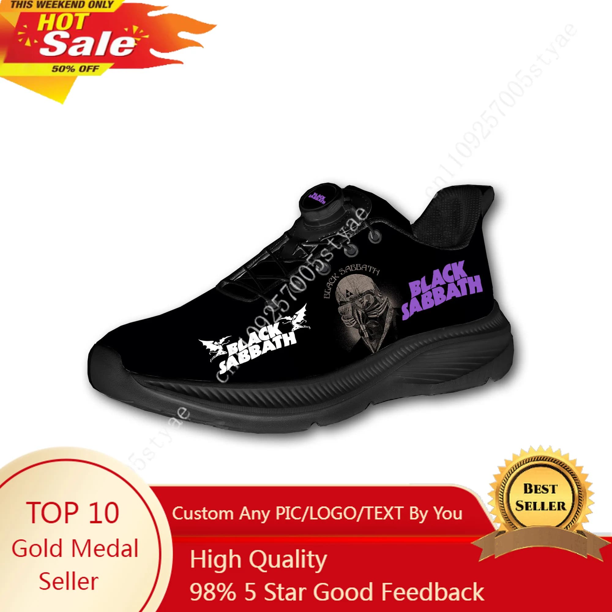 Scarpe da Corsa Fuoristrada Black Sabbath per Uomo e Donna, Senza Lacci con Chiusura a Rotazione, Sneaker Sportive Personalizzabili per Escursionismo e Tempo Libero