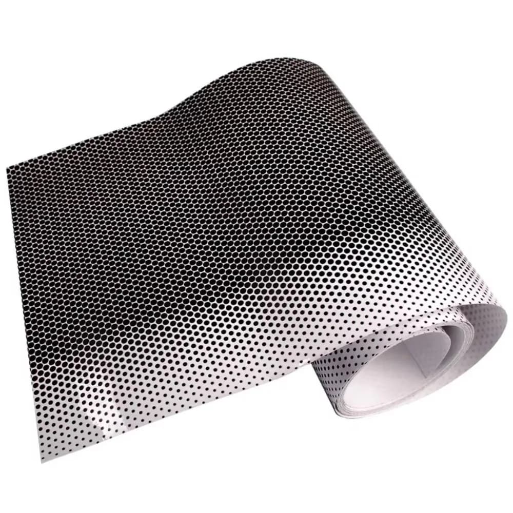 Pellicola Oscurante per Finestrini Auto 1M, Rete Nera Perforata in Vinile, Adesivi per Parabrezza, Protezione UV, Motivo Decorativo