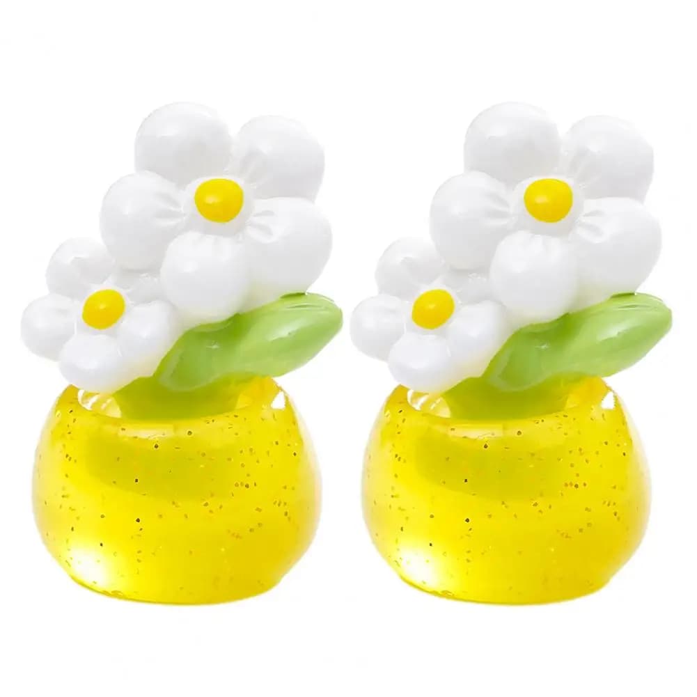 Flower Figurine Figurines with Sunflowers Mini Resin Sunflower Tulip Flower Pot Figurines Cute Car Dashboard Decorations Small