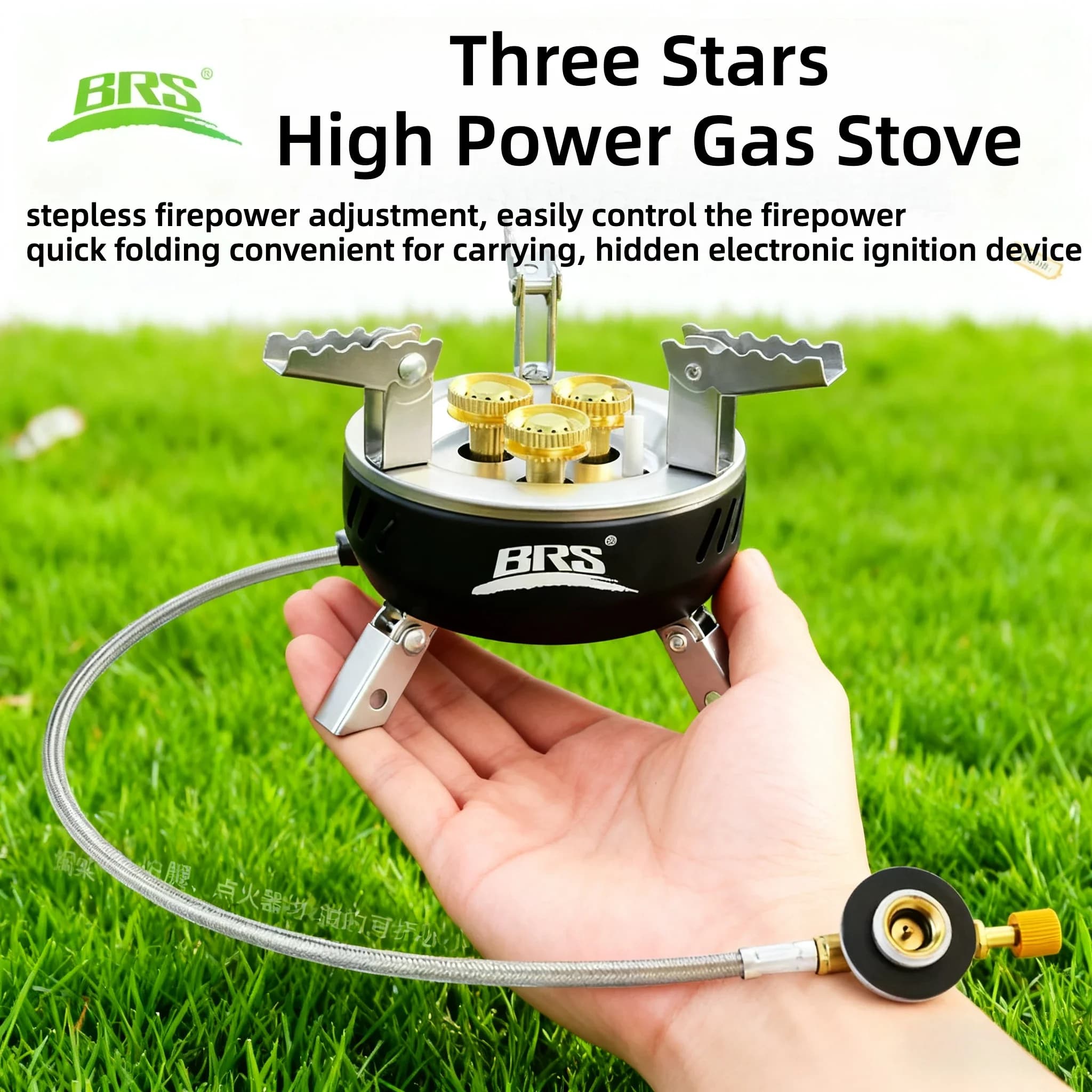 Fornello a Gas da Campeggio BRS 203-Core ad Alta Potenza, Bruciatore Portatile per Turisti, Fornello da Campeggio con Accensione Elettronica, Attrezzatura da Picnic