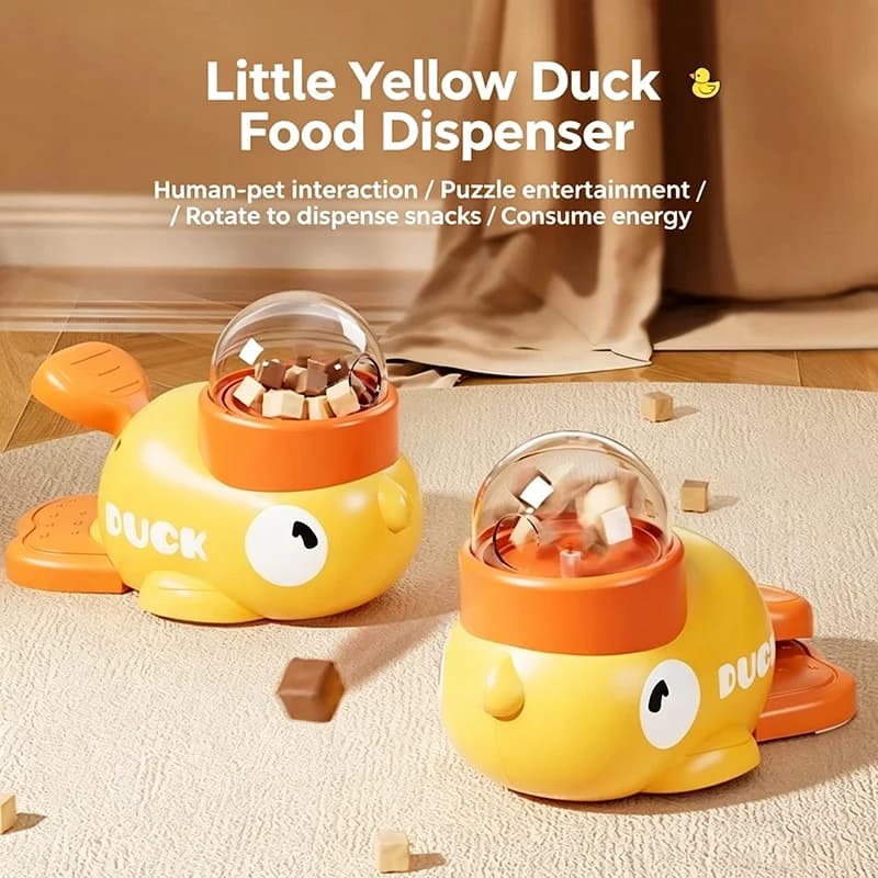 Interactive Toy Anatra Shape Food Dispenser for Cats, Anti-stress Game for Entertainment Autonomous, IQ Allection Snack Dispenser, Lean Puzzle Dispenser