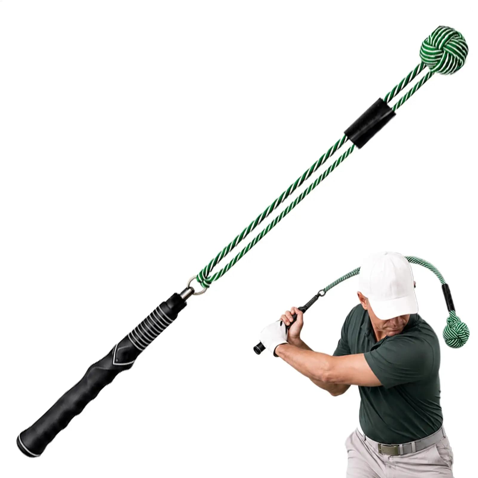 Golf Practice Swing Rope with Weighted Ball Portable Tempo & Strength Trainer Swing Speed Aid for Beginners Men Women Adults