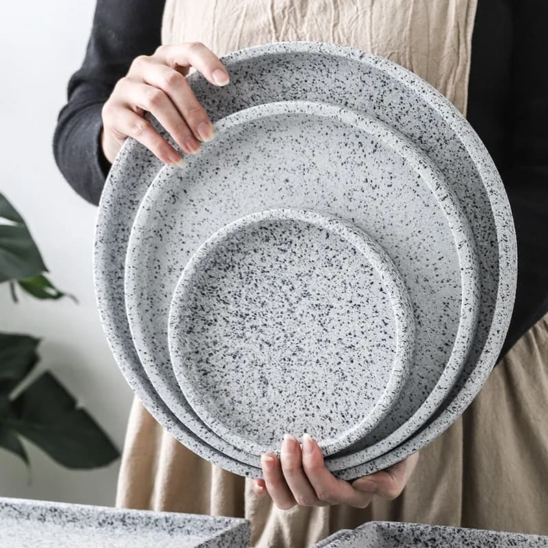 Big Size Geometric Concrete Tray Silicone Mold Rectangular Cement Decor Tray Mold Round Home Storage Tray Epoxy Resin Mold