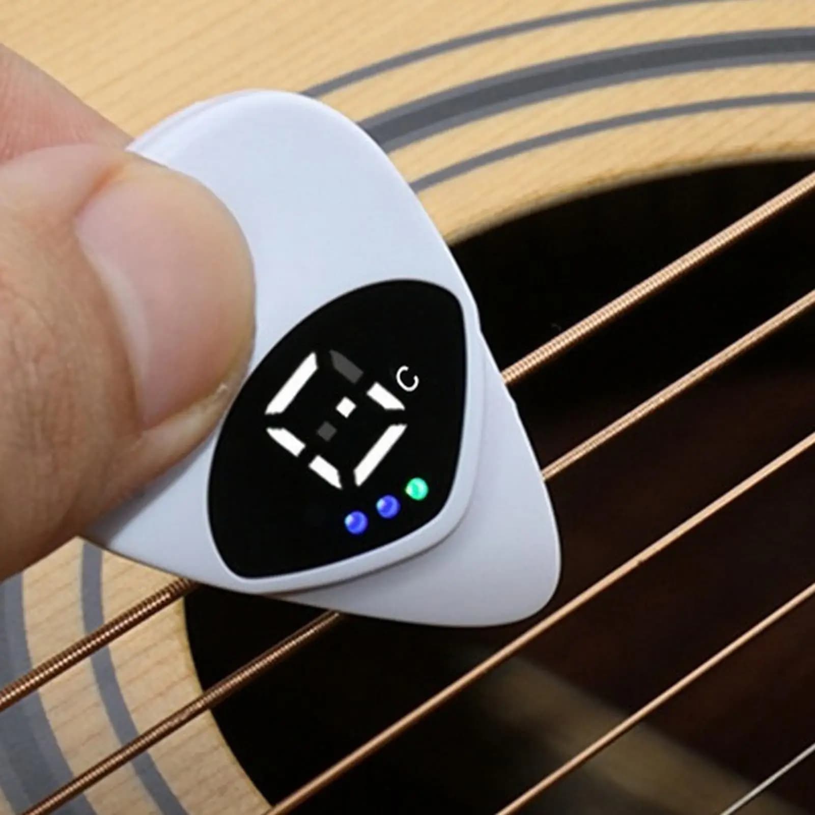 Accordatore per Chitarra Acustica 2 in 1, Plettri Sottili con Funzione di Accordatura, Strumento per l'Apprendimento della Chitarra Elettrica con Display LED