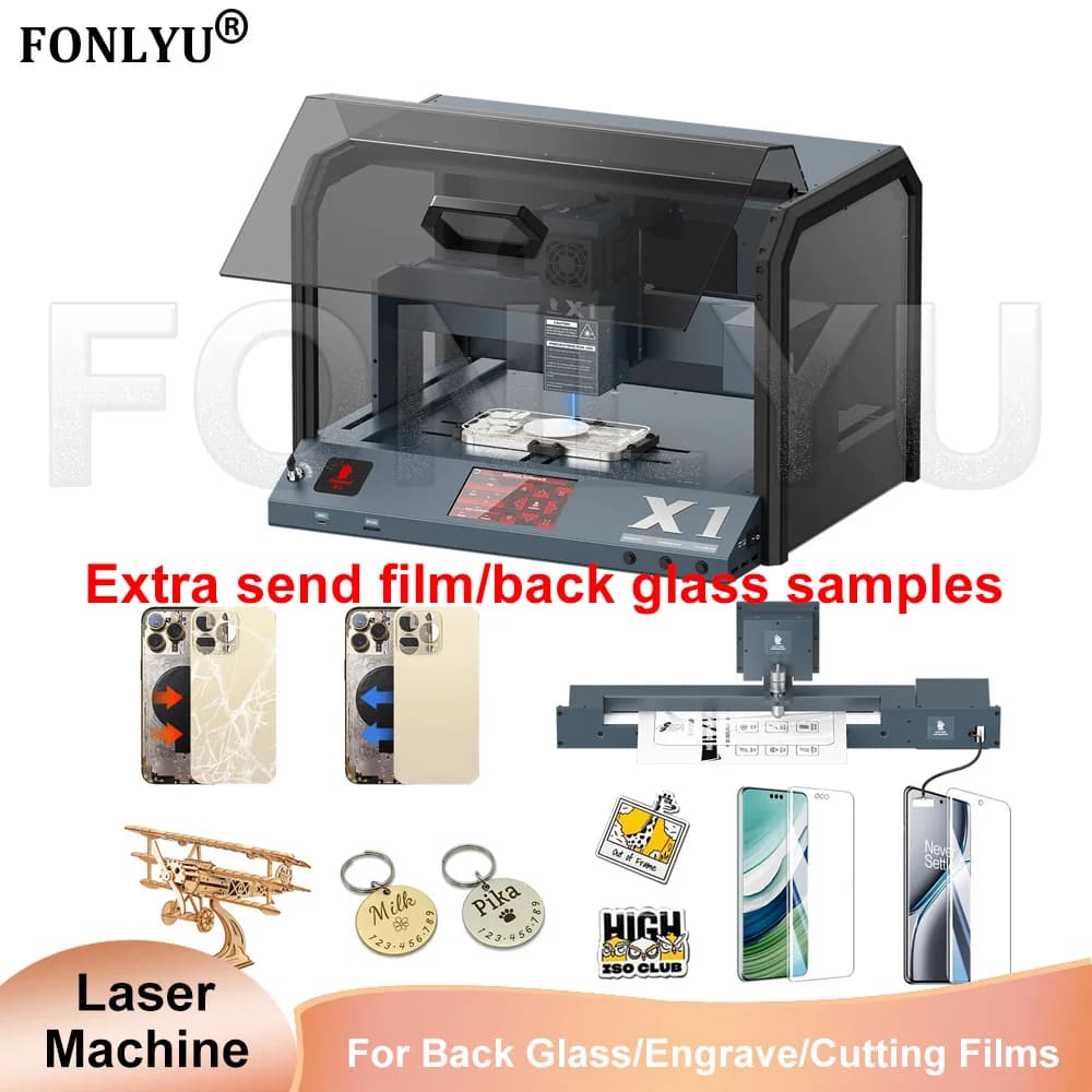 X1 Laser Machine for iPhone Rear Glass Removal, Cell Phone Engraving 5 In 1 With UV Lamp, Cutting Films, Dust Relief Machine