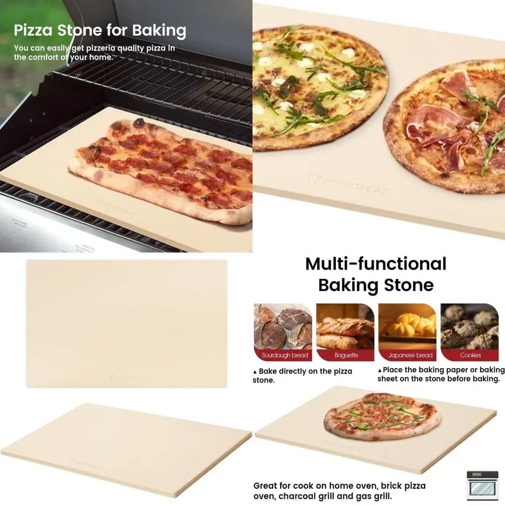 Pietra per pizza rettangolare extra large 22x14 pollici - Pietra da forno in cordierite resistente per forno, grill, barbecue e pizza all'aperto Ma