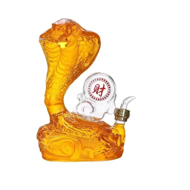 Decanter per Whisky a Forma di Cobra, Bottiglia per Liquori in Vetro Soffiato a Mano con Tappo, Caraffa per Vino a Forma di Animale per Bar, Whisky, Scotch, Bourbon