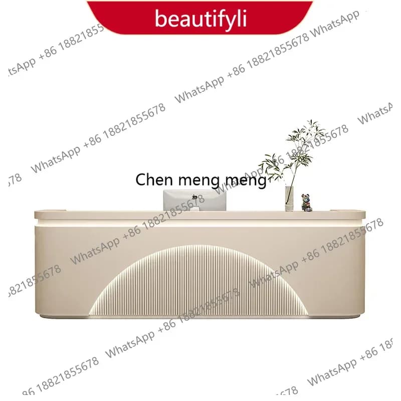 Bancone Reception per Centro Estetico, Scrivania Moderna per Centro Clienti, Mobile Contenitore per Cosmetici, Podio per Chiesa/Salone, 150CM, Arredamento