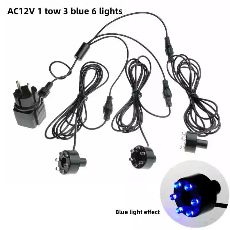 Luci LED Circolari Subacquee DC12V 1-2-3-4 per Acquario, 6-12 LED, Anello Luminoso per Fontana, Laghetto, Giardino con Adattatore
