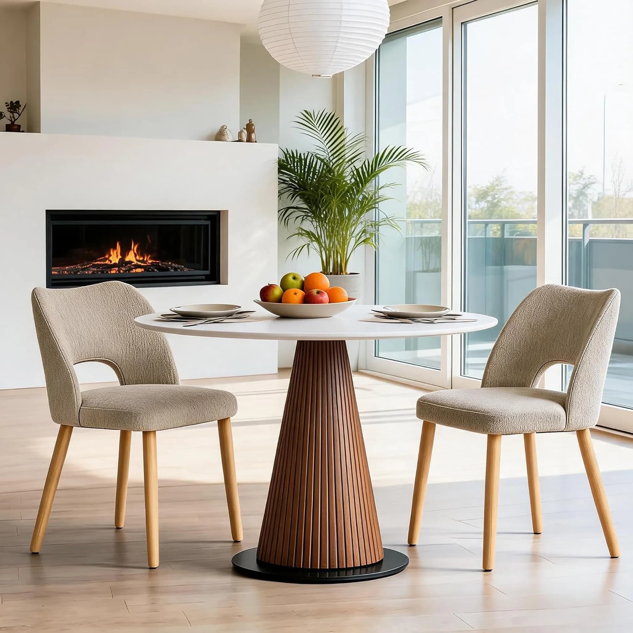 Set Of 2 Modern Upholstered Dining Chairs, Hollow Butterfly Back Kitchen Side Chairs With Wood Legs For Dining Room Living Room