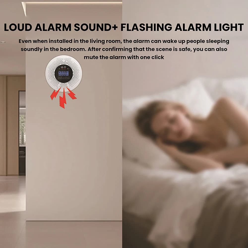 Rilevatore di monossido di carbonio indipendente e allarme fumo 2-in-1 con display LCD per la sicurezza domestica e allarme CO per una maggiore sicurezza