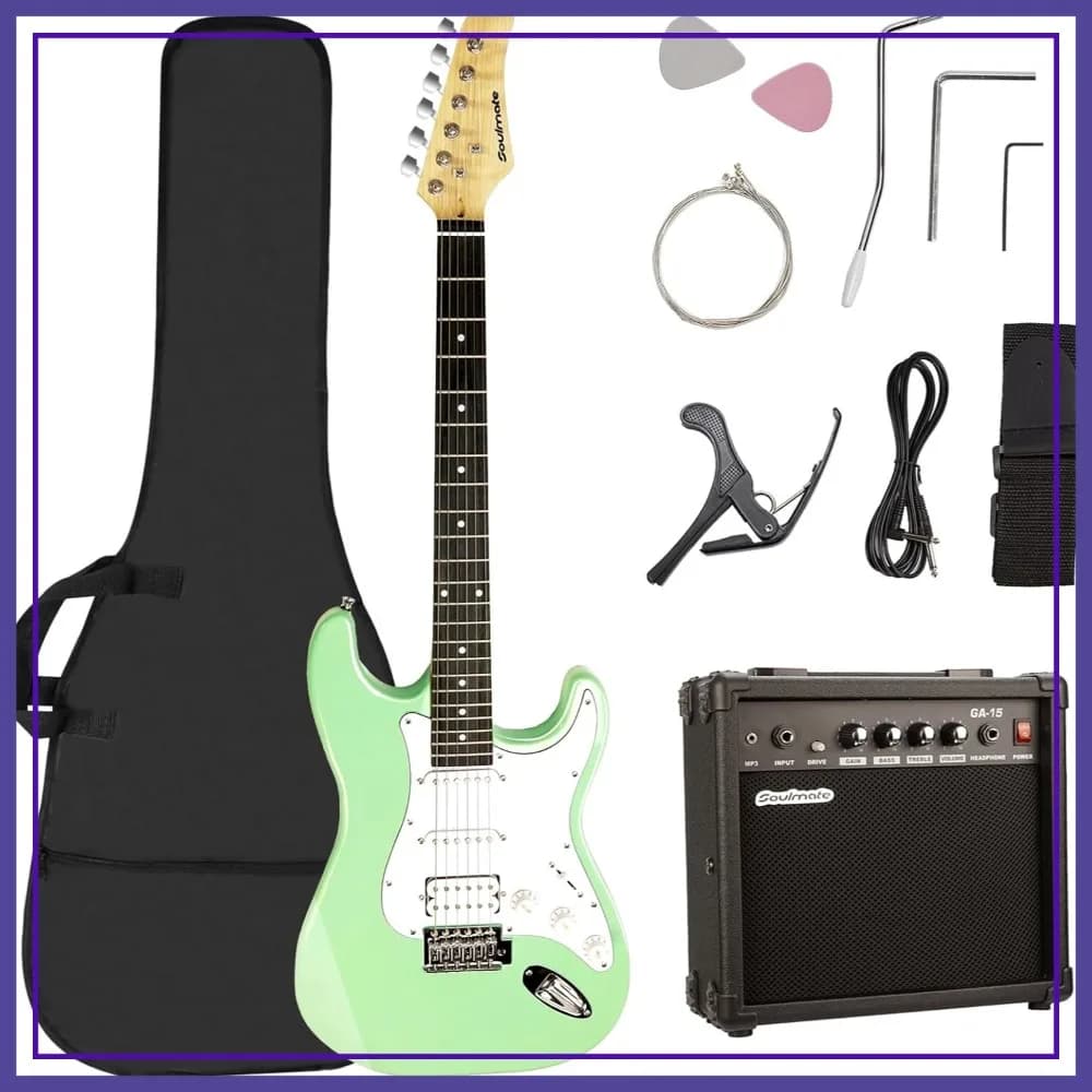 Kit Chitarra Elettrica 39 Pollici per Principianti, Pickup HSS, Corpo Solido Full Size con Amplificatore, Borsa, Tracolla, Plettri e Accessori