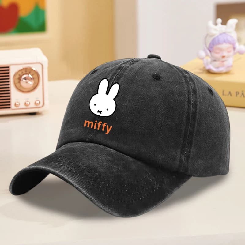 Cute Miffyed Baseball Caps Cartoon Printed Washed Denim Adjustable Outdoor Activity Sun Hats Fashion Sunbonnet Exquisite Gifts