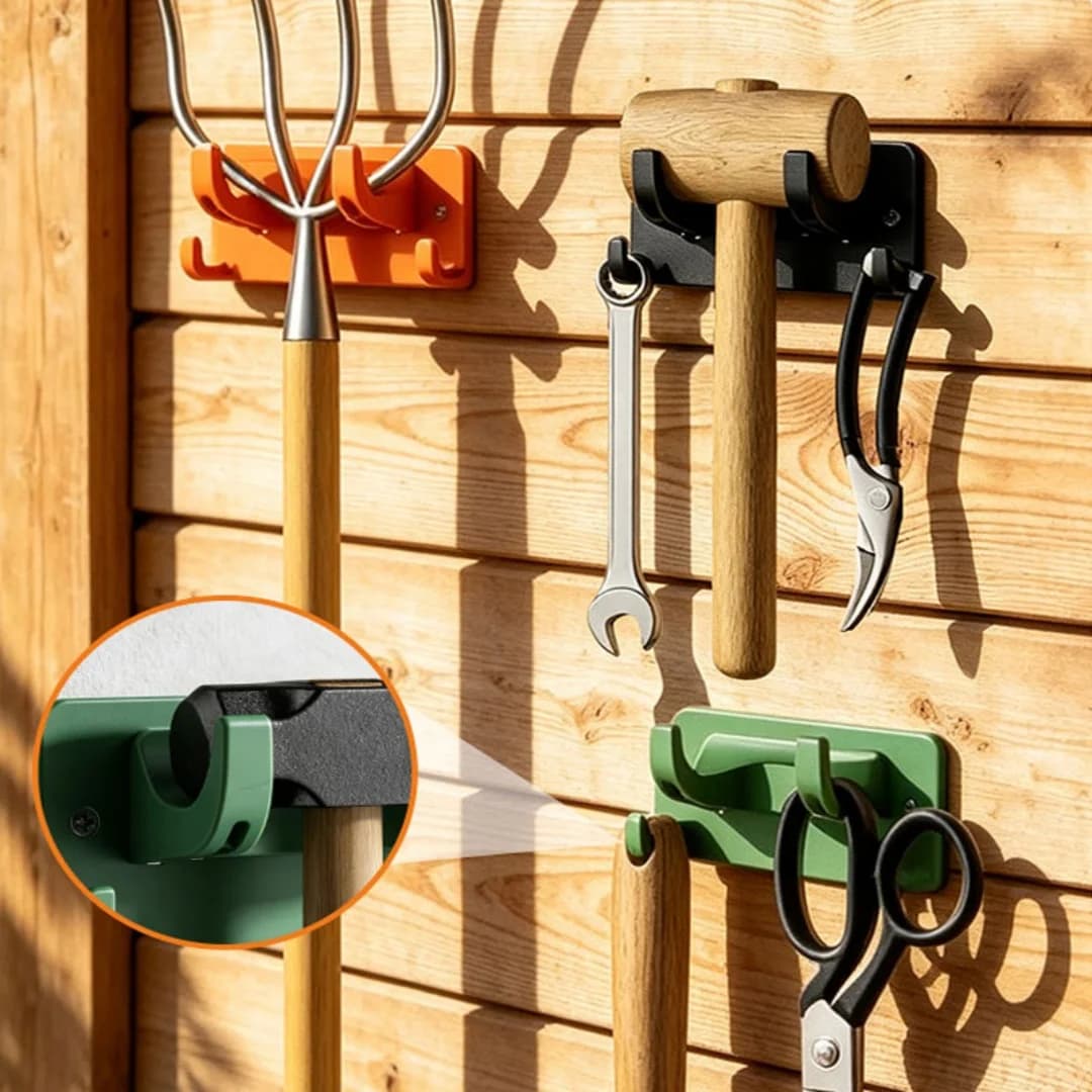 1PC Rustproof PP Wall Mount Multifunctional Tool Hanger Storage Rack For Shovels Rakes Scissors Garage Workshop Shed Organizer