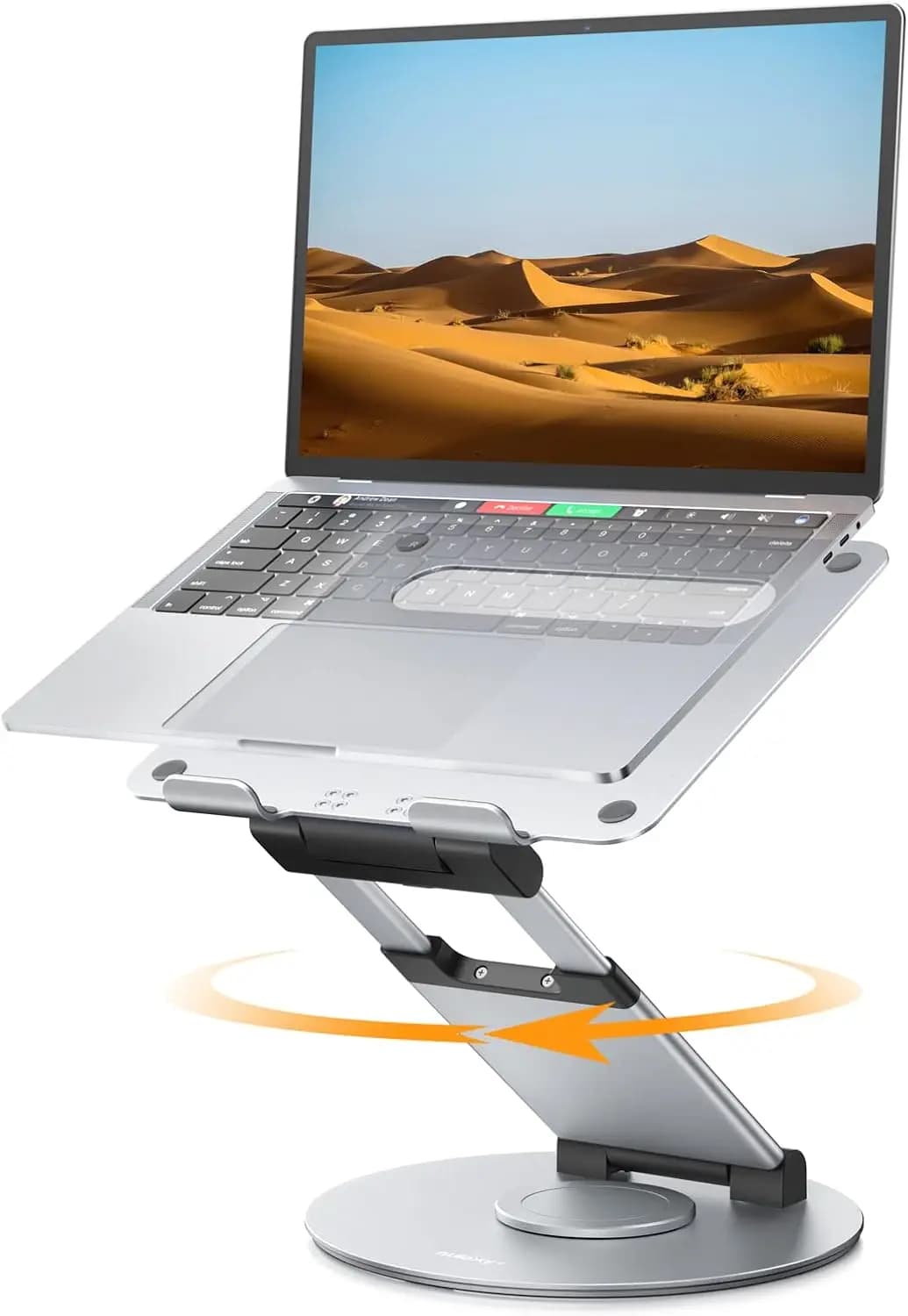 Supporto Telescopico Girevole a 360° per Laptop da Scrivania, Regolabile in Altezza, Ergonomico, Adatto per Portatili da 10-17 Pollici, Argento
