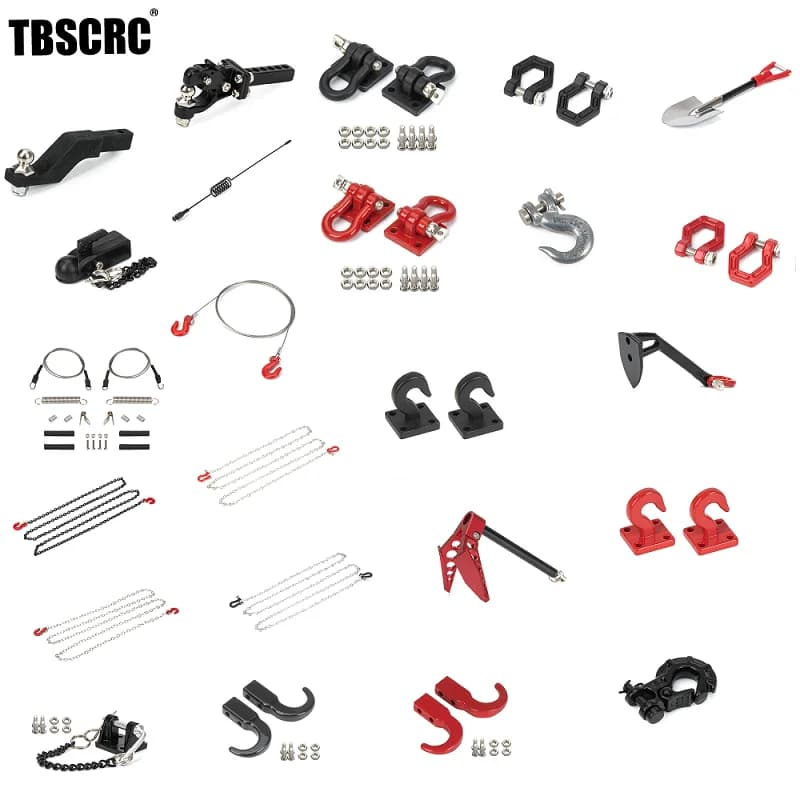 TBSCRC 1/10 Bilancia Accessori Gancio di Traino in Metallo Corda di Rimorchio Catena Manillo del Rimorchio per RC Crawler Auto Axial SCX10 Traxxas TRX4 Tami