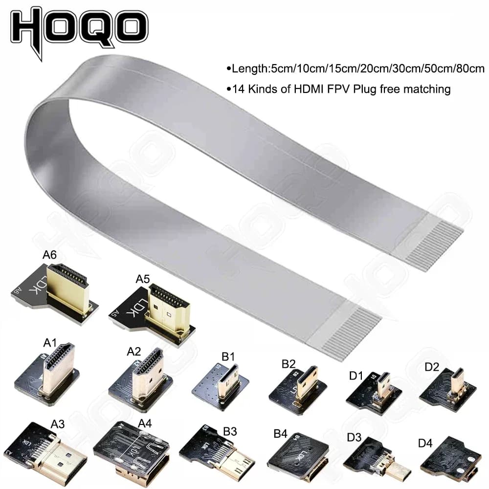 Nastro FPV Connettore compatibile HDMI Cavo piatto flessibile anti-interferenza Raspberry Pi 4 Micro Mini compatibile HDMI
