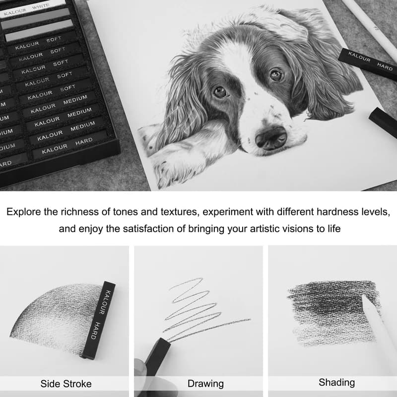 KALOUR Charcoal Drawing Stick Professional Carbon Painting Pencil,Safe Non-toxic Charcoal & Pastel High-quality Art Supplies