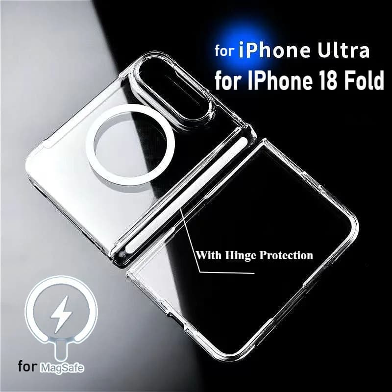 Ultra Slim Hybrid Acrylic Clear HD Hinge Protector Case for NEW IPhone 18 Fold Ultra for Magsafe Wireless Charging Hard PC Cover