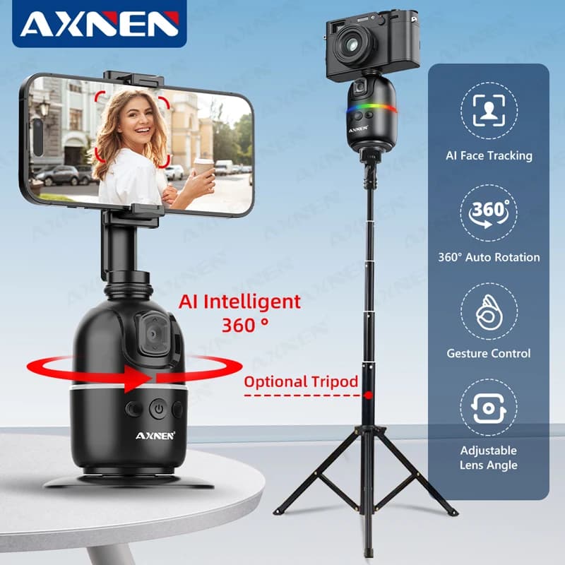 AXNEN P03 Gimbal Selfie Stick for mobile phones and cameras AI 360 Follow Selfie Stand Face Tracking Desktop Gimbal Management Control