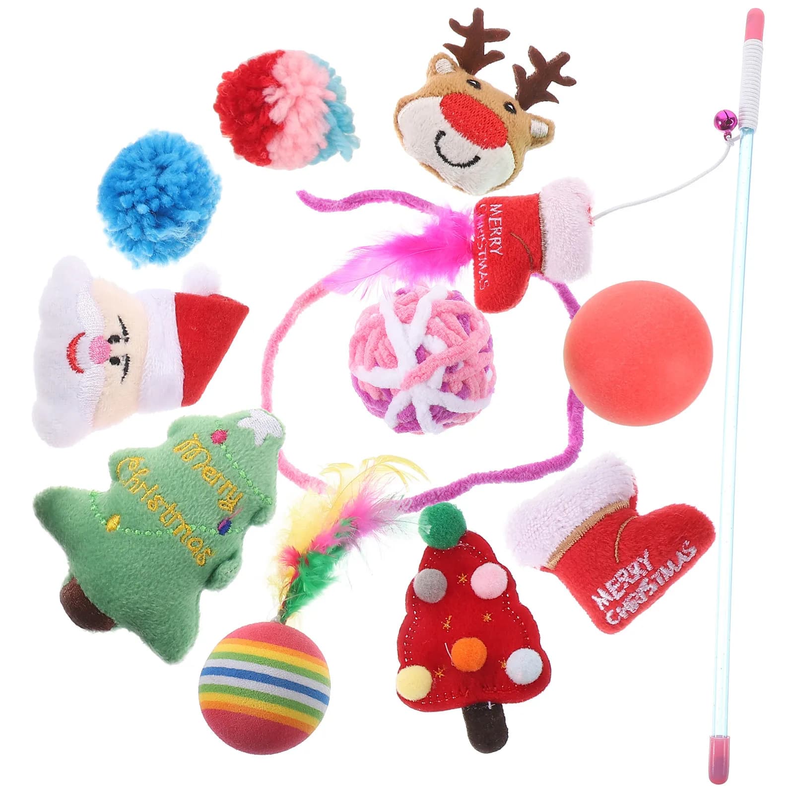 Set di 1 Bastoncino Interattivo per Gatti a Forma di Calza Natalizia, Robusto, per Gioco Autonomo dei Gattini, Colorato e Vivace