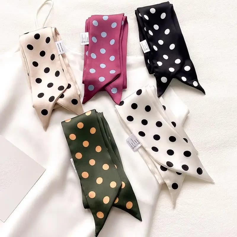 Scarf Women Narrow Long 190x4.5cm Polka Dot Tie Bag Ribbon Headband Choker Streamer Lady Accessories Fashion Gift Party Evening