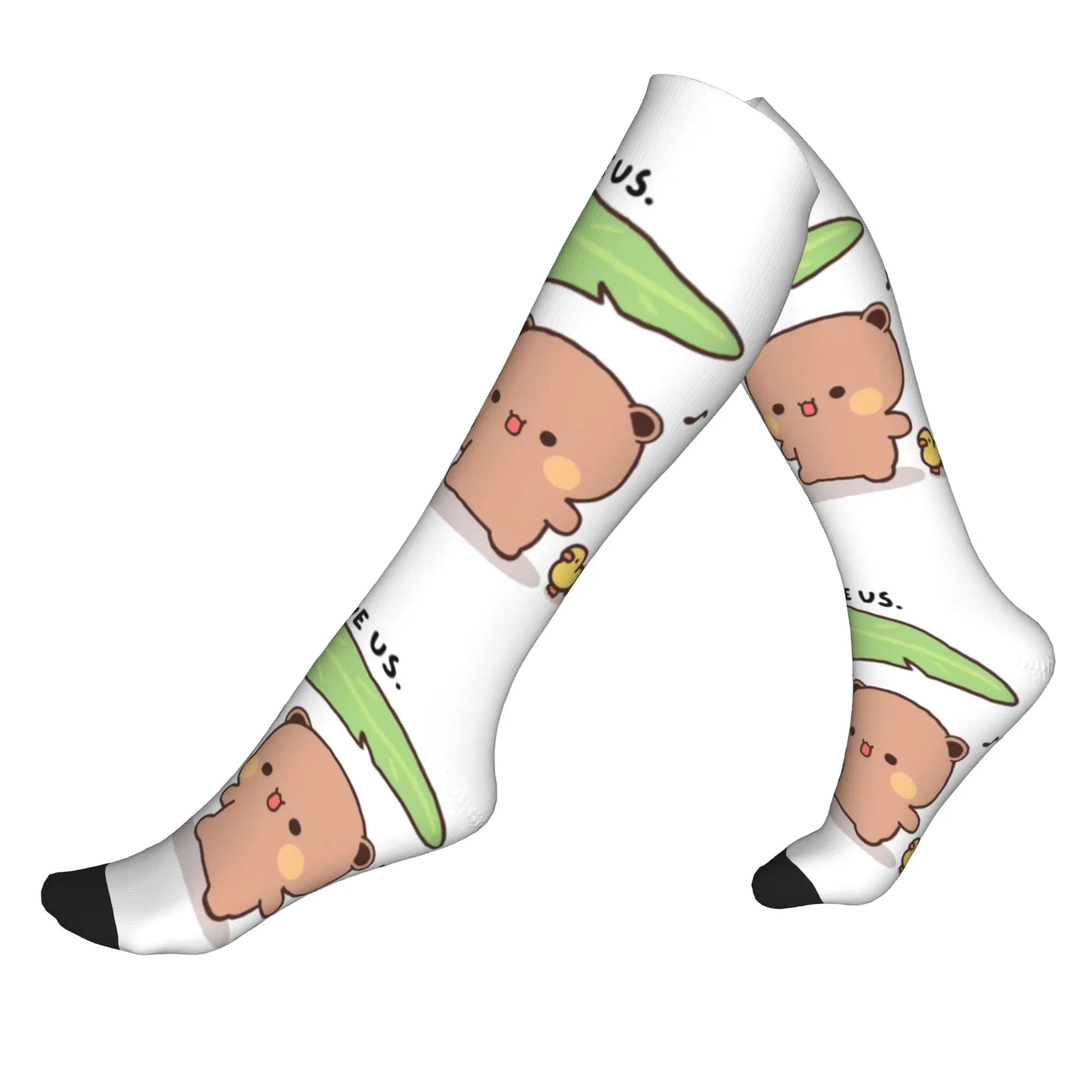 Divertenti calzini da uomo Bubu Dudu Panda e Brownie Bear Couple Dress Socks, comodi e caldi, con stampa 3D, calzini sportivi a compressione
