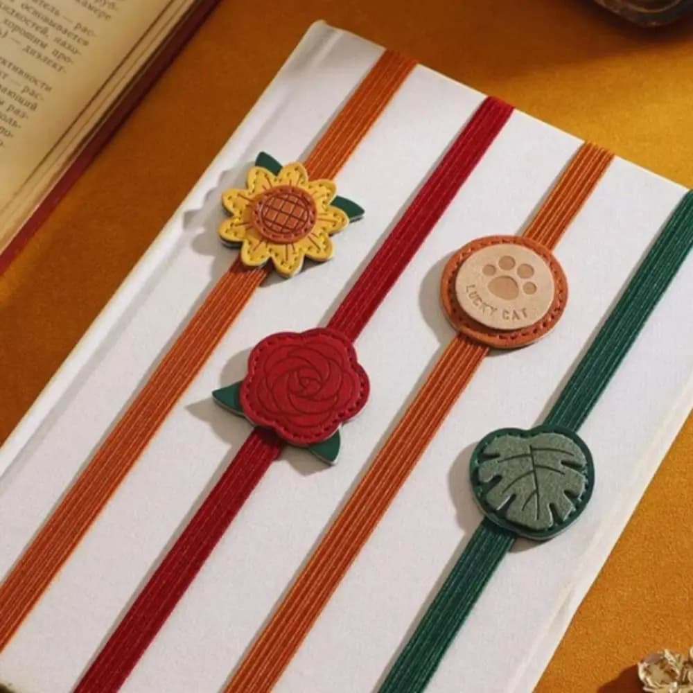 Vintage Elastic Bands Leather Bookmark ELegant Versatile PU Bookmark Anti-lost Hardcover Journals Book Mark Reader