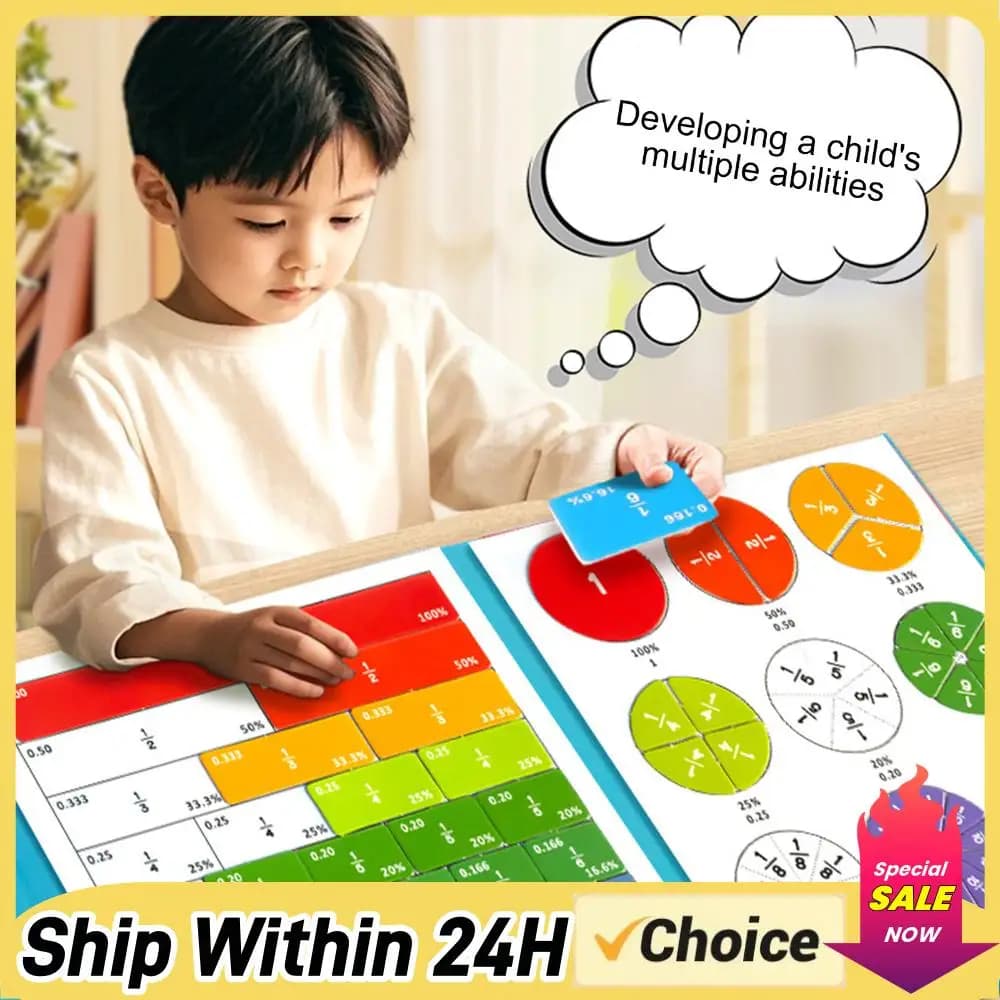 Puzzle Educativo Magnetico con Mattoncini e Cerchi Frazionali per l'Apprendimento della Matematica per Bambini