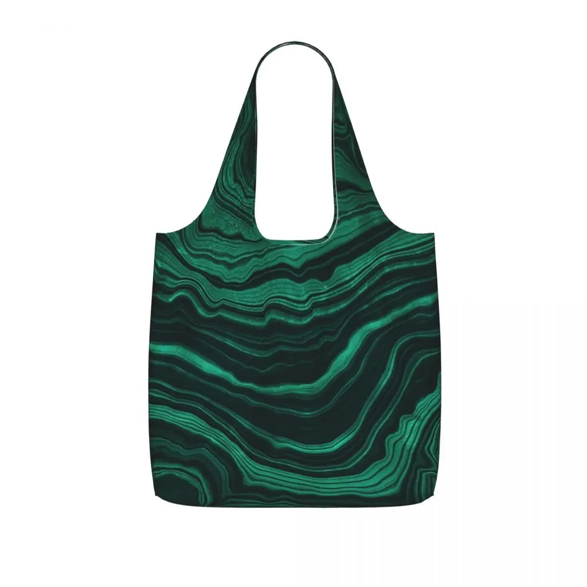 Faux Malachite Green Marble With Light Veins Shopping Tote Bag Canvas Large Capacity Shoulder Bags Shopper Grocery Handbag