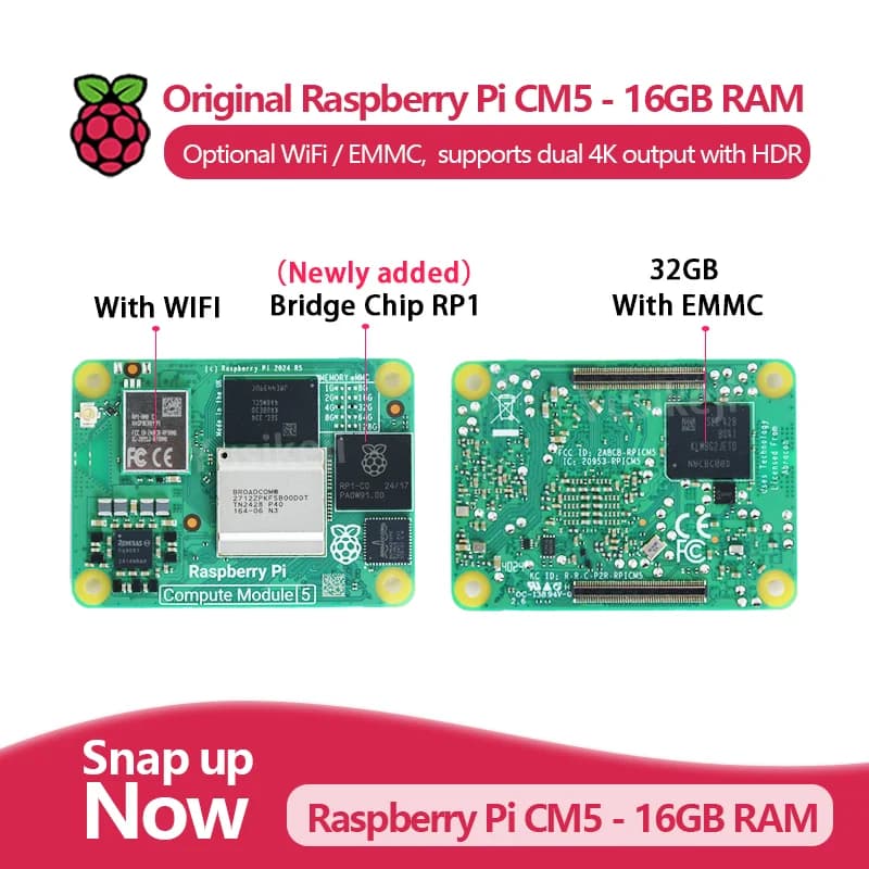 Original Raspberry Pi calculation module Module 5 CM5 with 16 GB of RAM, optional WiFi/EMMC, CM5116064 CM5016016 CM5016032 CM5016064