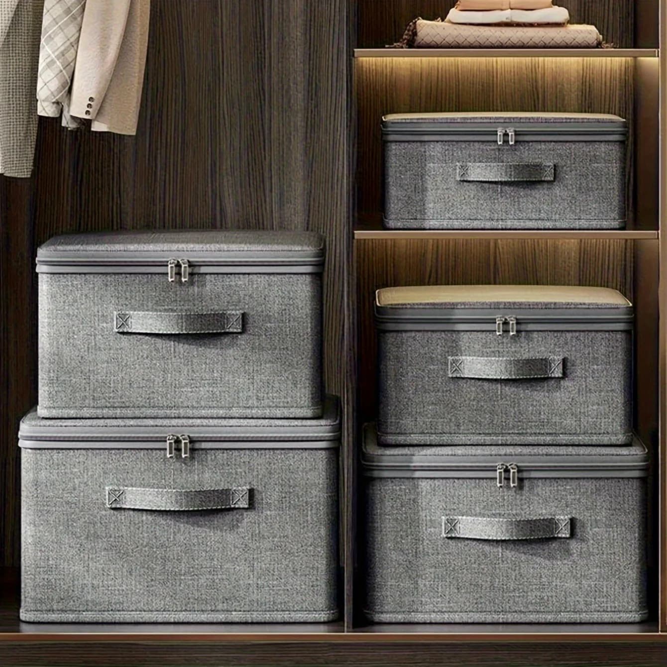 1PC Organizing Portable Box Soft Cover With Zipper Storage Box With Lock, Folding Storage Clothes Box