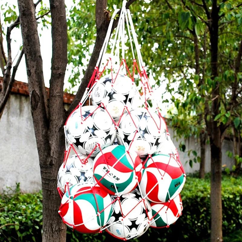 1/2 pezzi borsa per rete da trasporto portatile palline da pallavolo all'aperto durevole filo di nylon standard calcio canestro da basket rete a rete