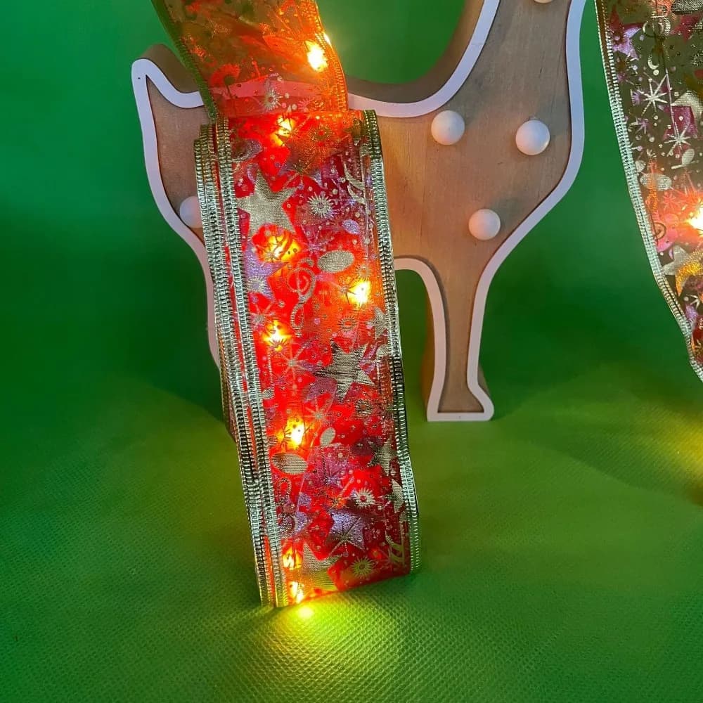 Nuovo nastro natalizio da 5 m, fiocchi in pizzo, decorazioni natalizie, luci a stringa a LED, confezione regalo di Capodanno, ornamento per albero di Natale