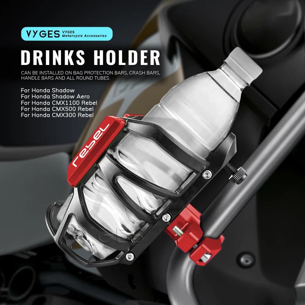Bottle holders for motorcycles, carriers for Honda CMX1100 Rebel, CMX500 Rebel, Shadow CMX300 Rebel