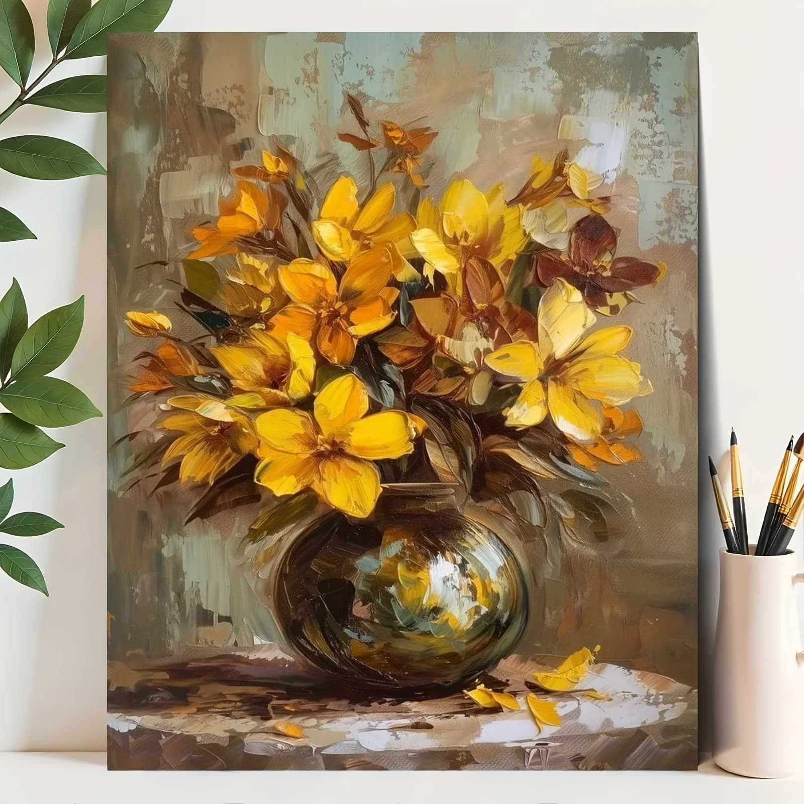 Professional Art Use A Set of Beginner Acrylic Digital Painting Kit, Including Acrylic Paints, Canvas, Three Brushes, And Instru
