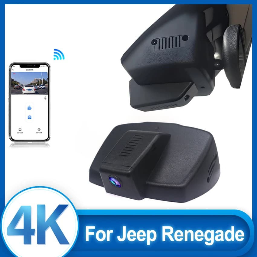 4K 2160P Plug and Play car recorder with WiFi, Dash Cam for Jeep Renegade from 2015 to 2022, night vision and control via app