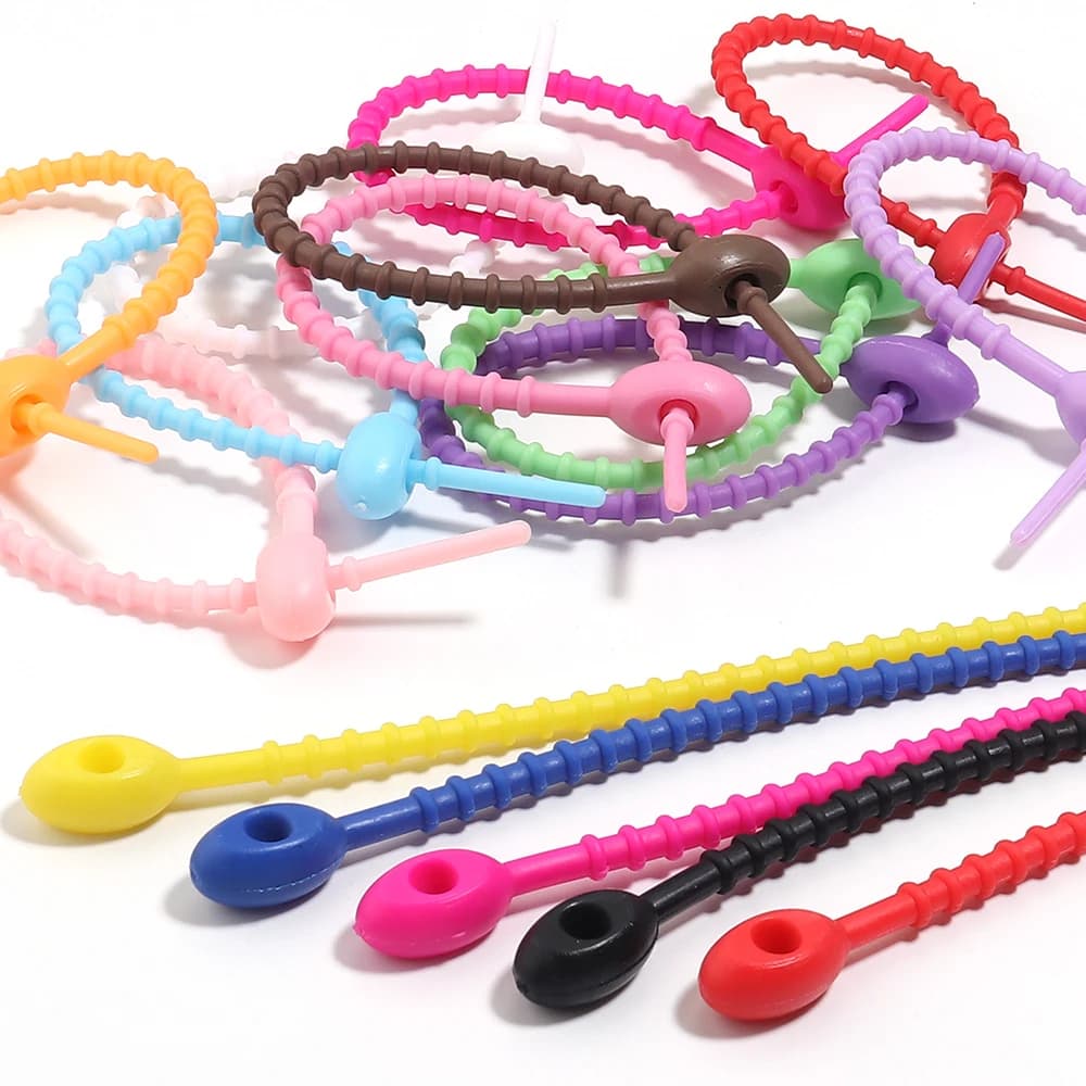 10 Pezzi Organizzatore Cavi in Silicone Riutilizzabile, Sacchetto Portaoggetti, Fascette Fermacavi con Cerniera, Clip Multifunzione per Borsa, Organizzatore Clip