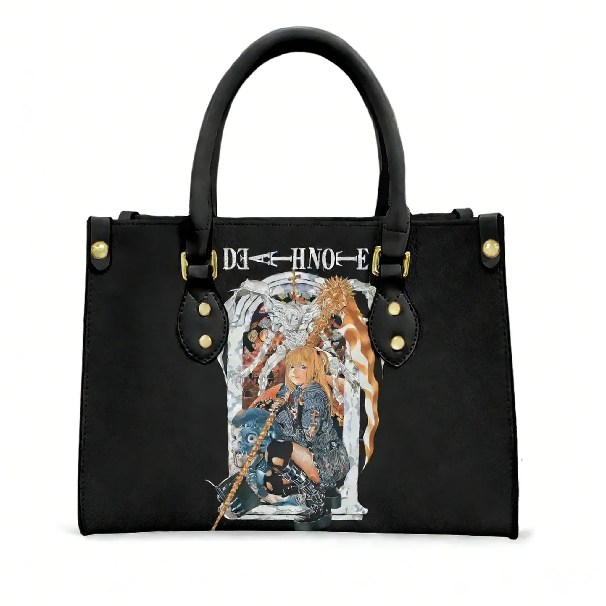 Borse Tote Death Note, Borse a Tracolla Personalizzate con Testo e Immagine in Pelle PU, Borse da Donna e Uomo alla Moda, Borse per Pendolari, Shopping e Regalo