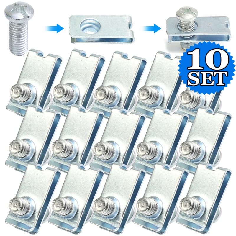 10SET Bulloni M6 con base fissa Piastra targa anteriore universale per auto a forma di U Viti di fissaggio paraurti posteriore Clip base Fibbia decorativa